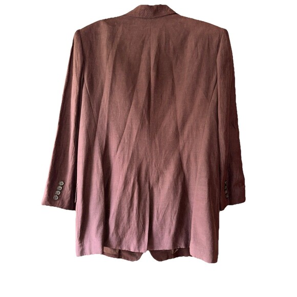 Vintage Lauren Ralph Lauren Brown Linen Silk Blazer Jacket Womens 14 Old Money - Picture 8 of 16